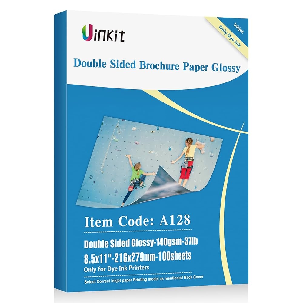 Amazon Uinkit 100 Sheets Brochure Paper Glossy Double Sided 8 5x11 Inkjet 37lb 140gsm Dye Ink Thin Photo Picture Flyer Calendar Magazine CD Cover Letter Office Products