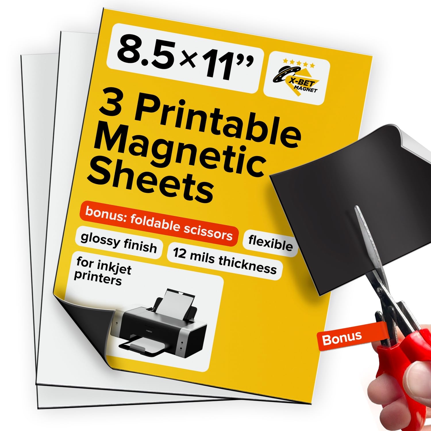 Amazon X bet MAGNET Inkjet Optimized Printable Magnetic Sheets 8 5x11 Magnet Paper For DIY Stickers Decorations Labels Easy To Print Cut Create Your Own Magnets Glossy 3pcs Arts Crafts 