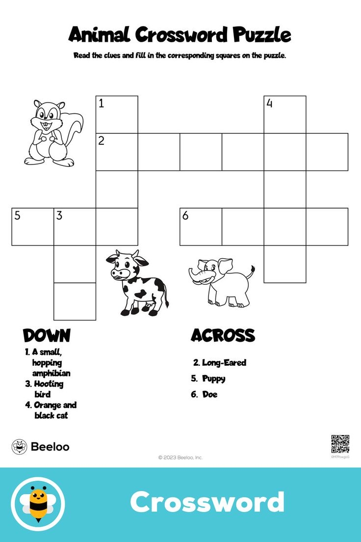 crossword puzzle animals printable crossword puzzle animals printable
