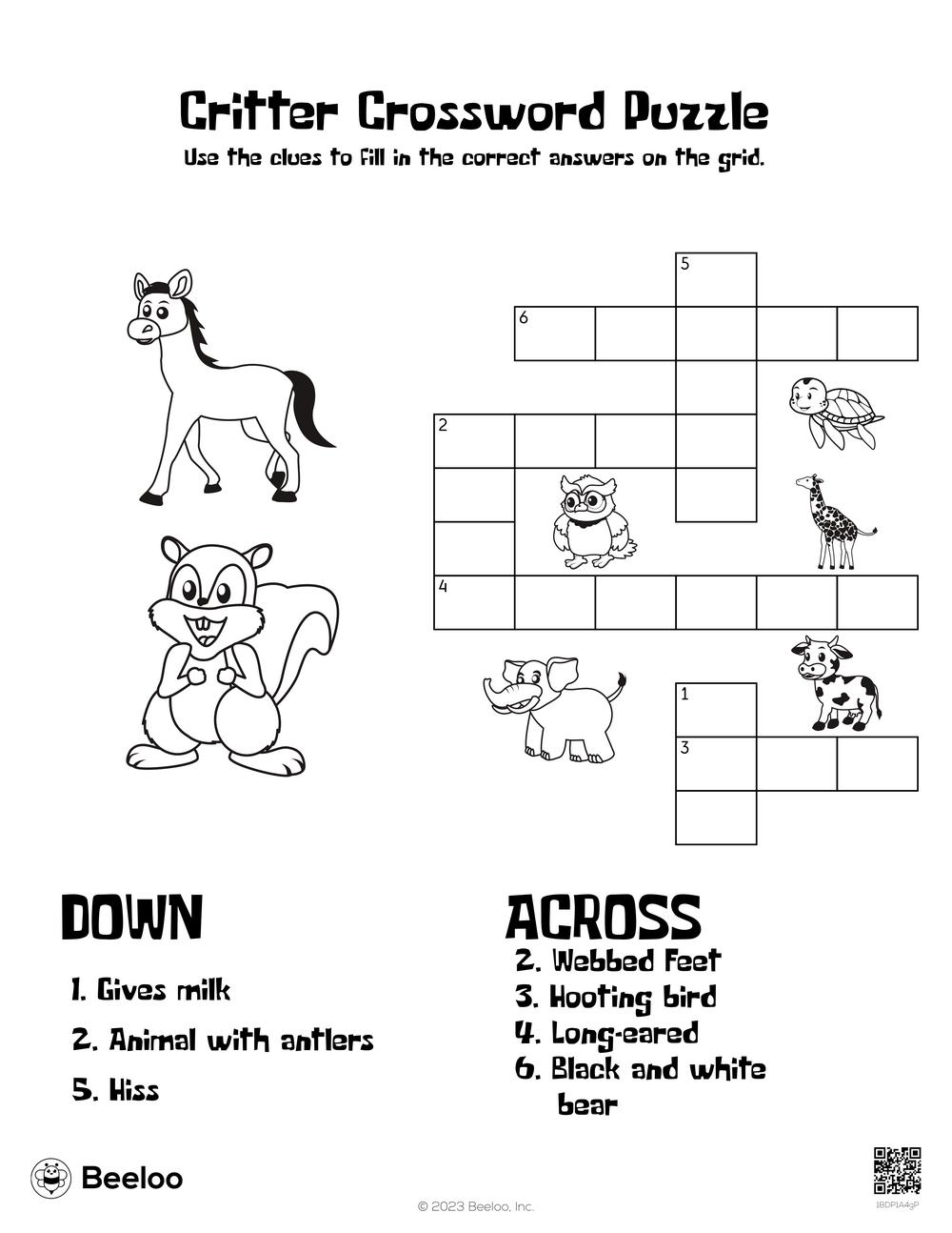 Animal themed Crossword Puzzles Beeloo Printable Crafts And Activities For Kids Animal themed Crossword Puzzles Beeloo Printable Crafts And Activities For Kids