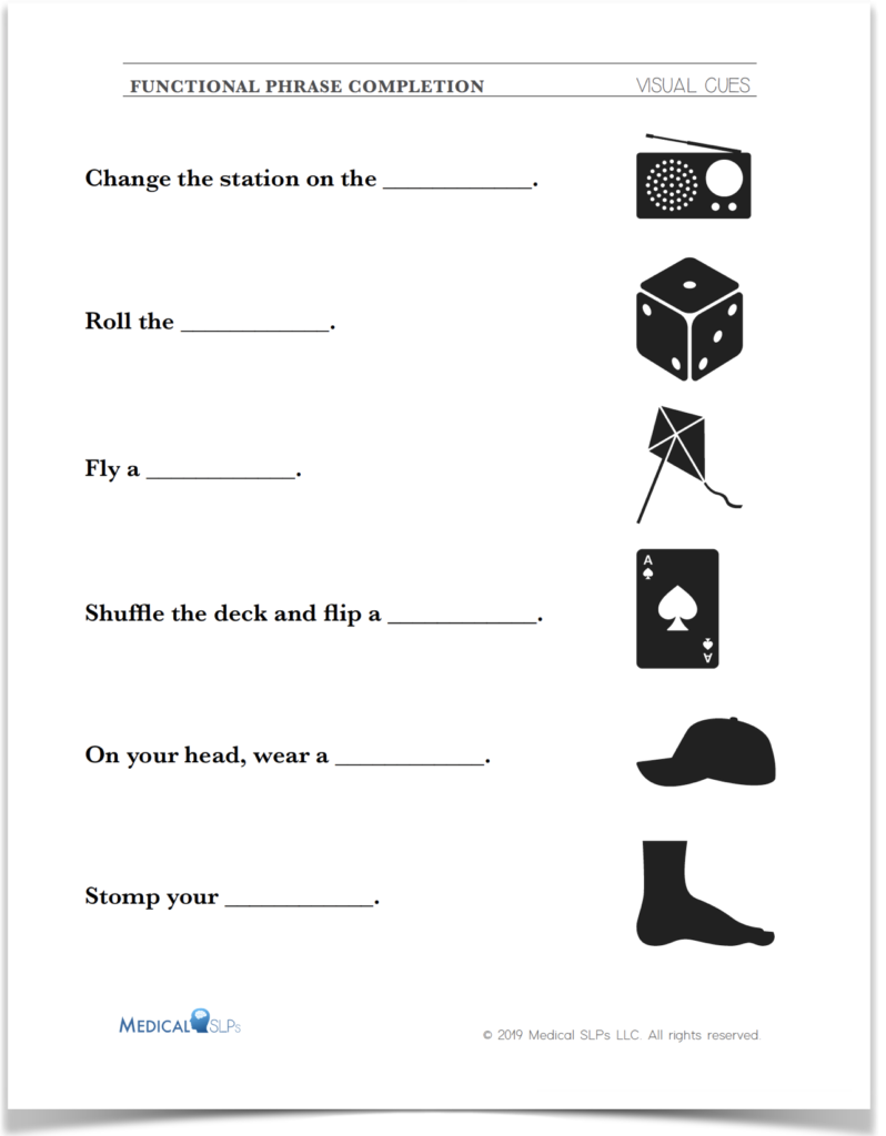 free aphasia worksheets printable