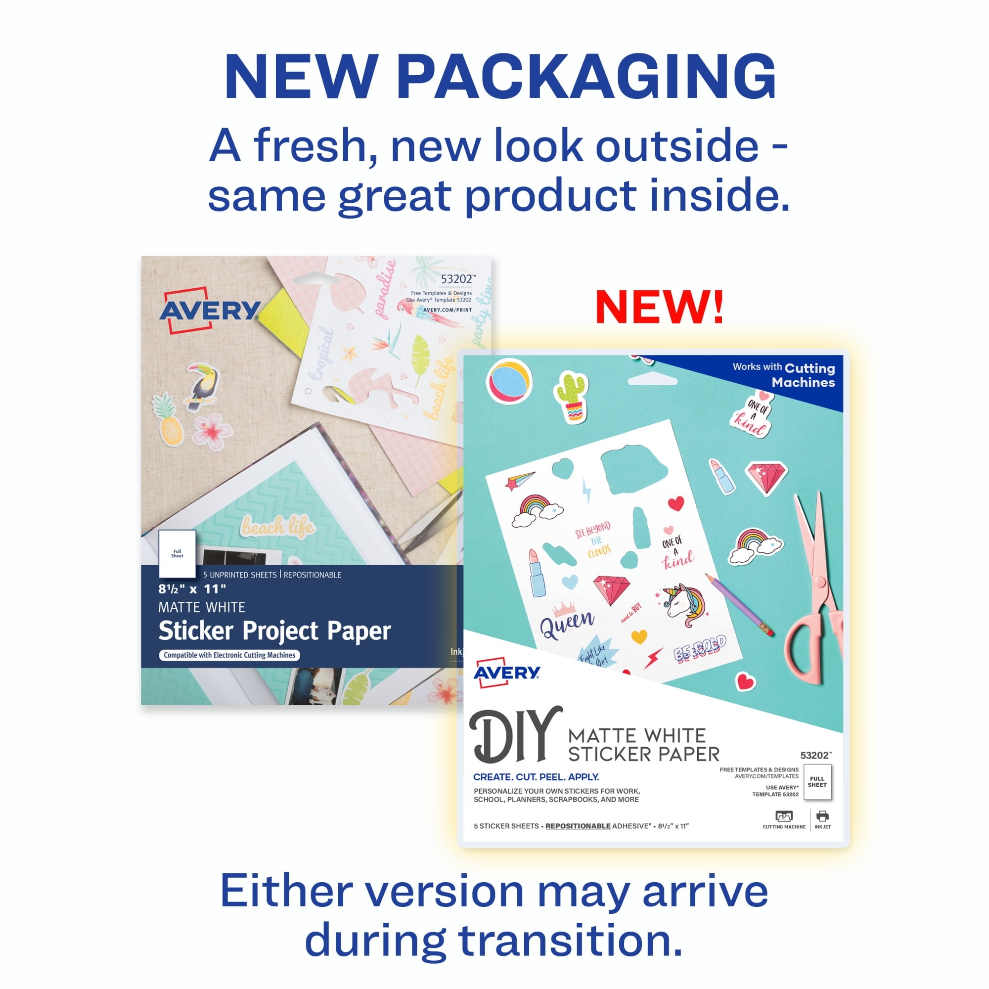 Avery Brandclub Avery Printable Sticker Paper 8 5 X 11 White 5 Sheets 53202 
