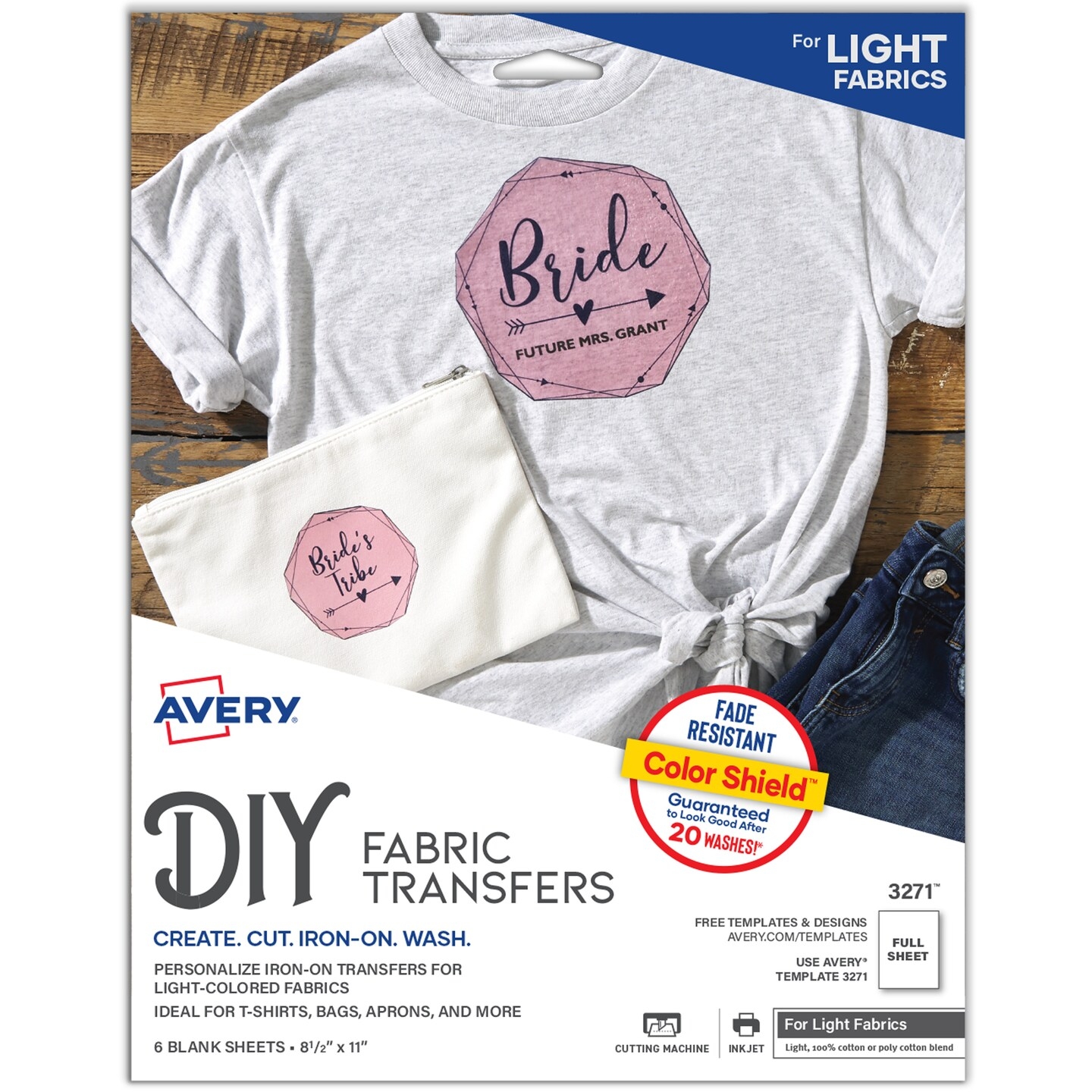 Avery Printable Heat Transfer Paper For Light Fabrics 8 5 X 11 Inkjet Printer Compatible 6 Sheets Of Iron On Transfer Paper 3271 Michaels