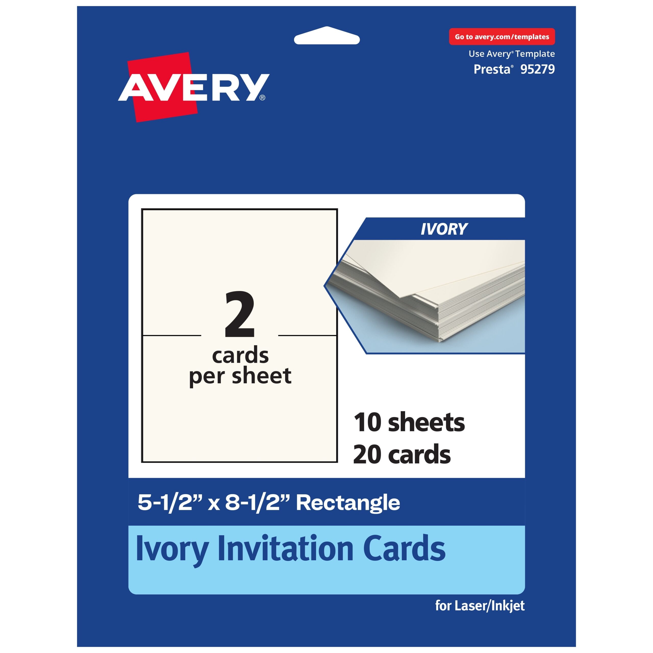 Avery Printable Invitation Cards 5 5 X 8 5 Ivory 20ct Walmart Business Supplies