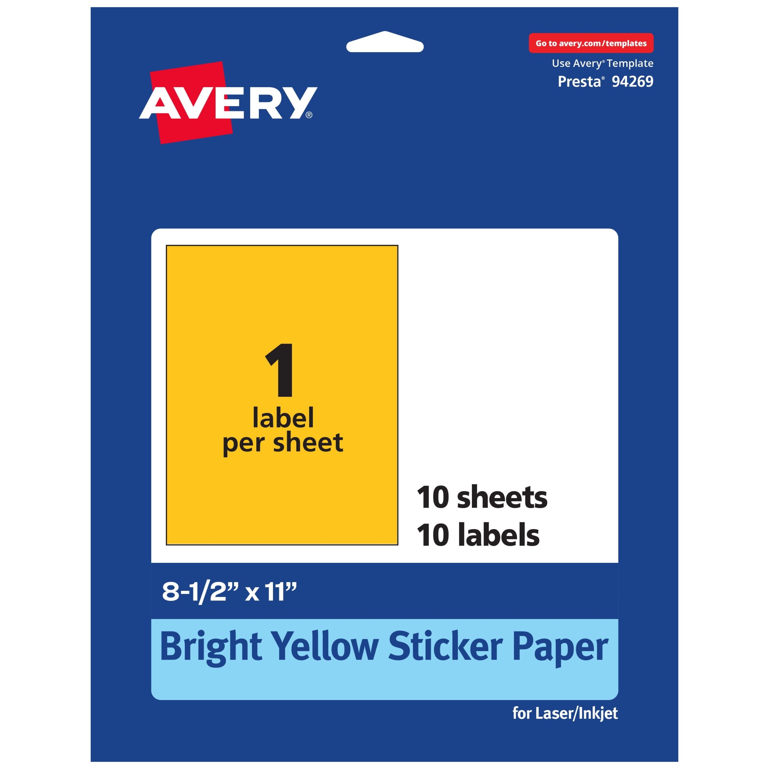 Avery Printable Sticker Paper Bright Yellow 8 5 X 11 10ct Walmart