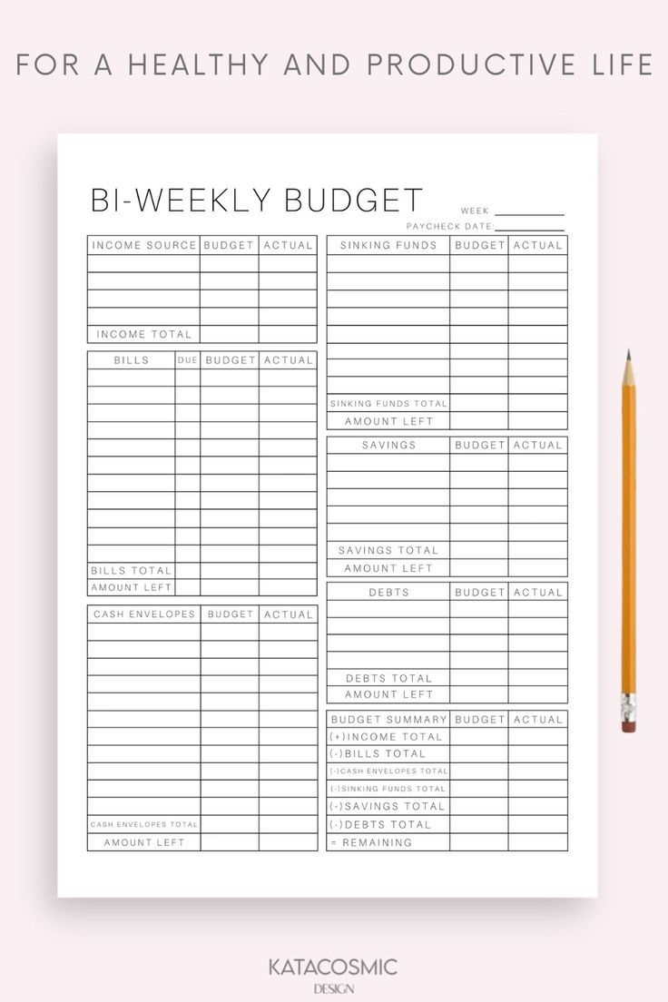 Bi weekly Budget Overview Template Printable Paycheck Budget Binder Budget Planner