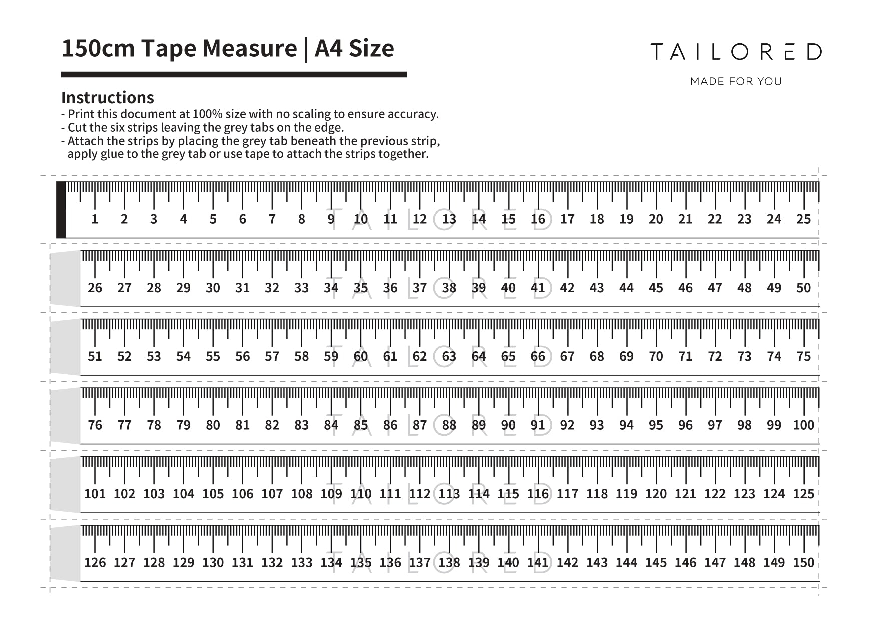 printable paper measuring tape