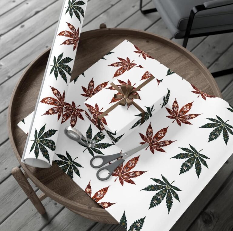 Boho Printable Christmas Birthday Gift Wrap Marijuana Folk Art Wrapping Paper Holiday Gift Wrap Gift Packaging Bohemian Floral Etsy