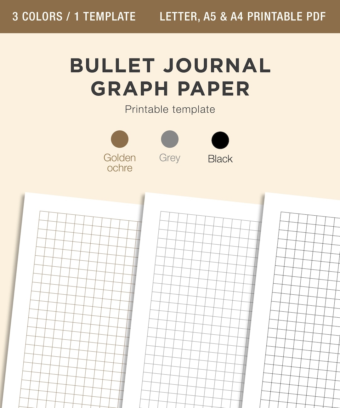 BULLET JOURNAL Graph Paper Printable Graph Paper Numbered Pages Square Grid Paper 5mm Square Graph Paper A4 A5 Letter PDF Etsy