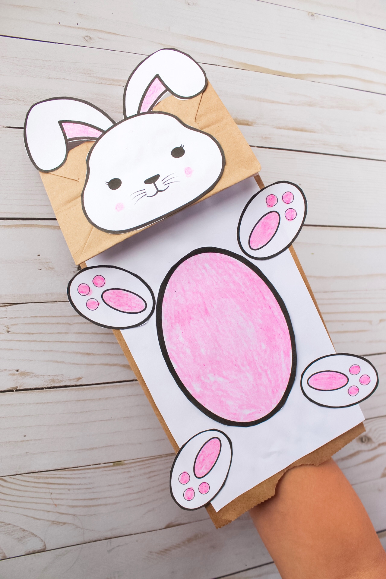 Bunny Paper Bag Puppet With Free Printable Bunny Template Bunny Paper Bag Puppet With Free Printable Bunny Template