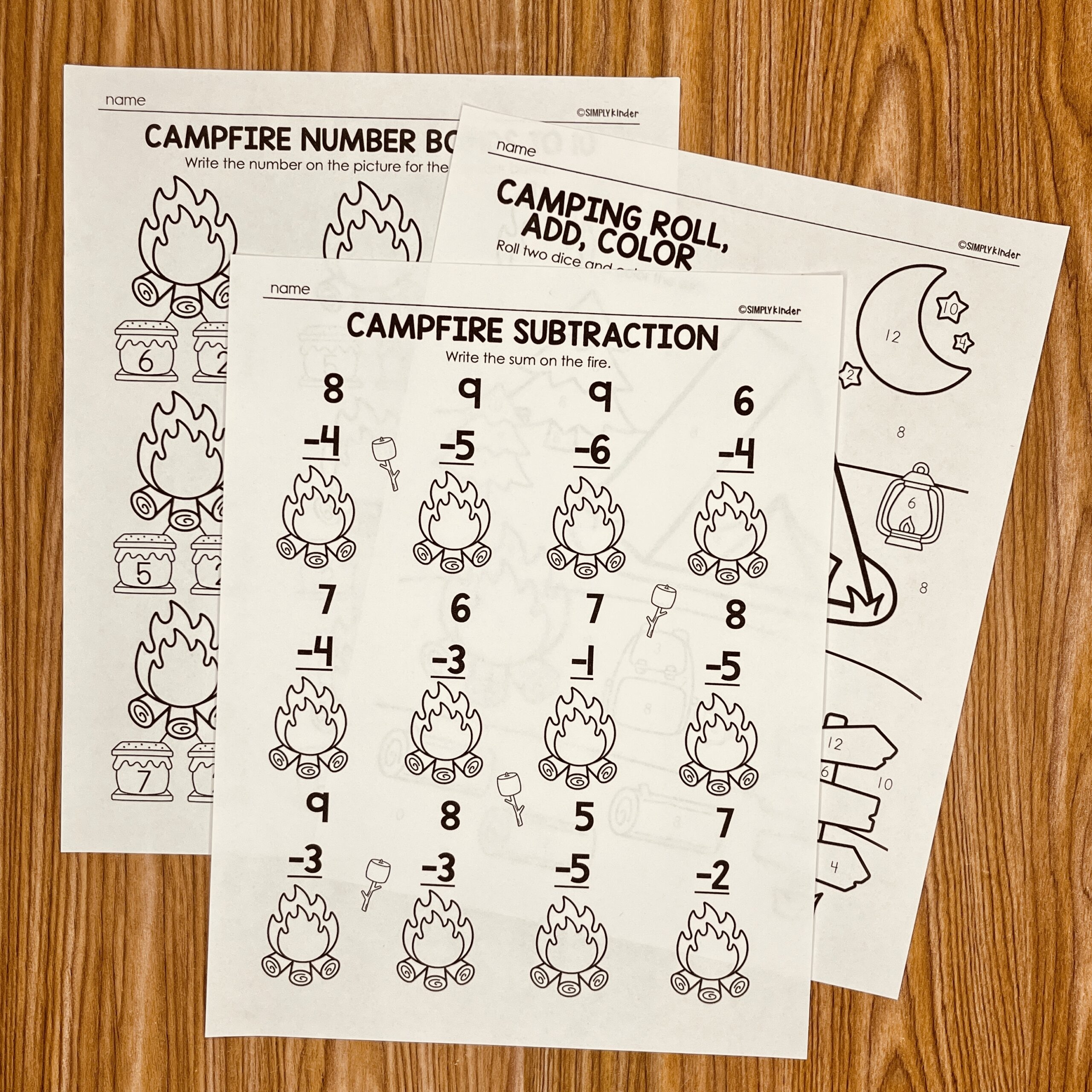 Camping Day Math No Prep Printables Simply Kinder Plus