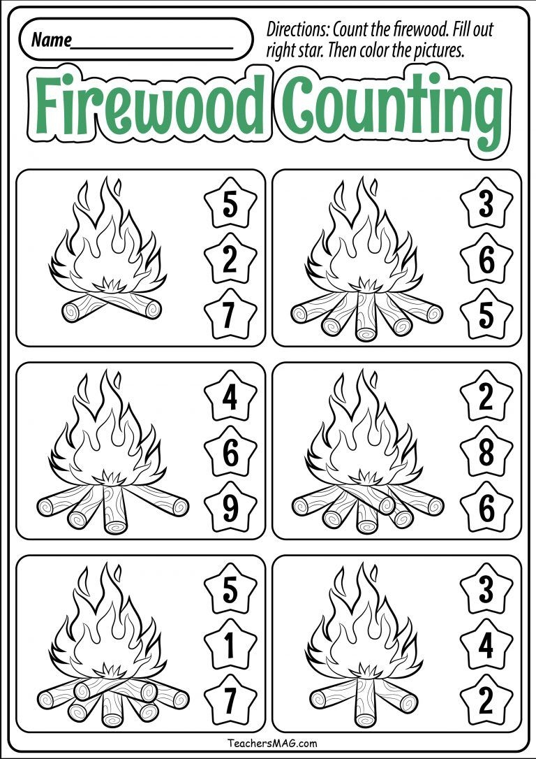 math camping worksheets printable
