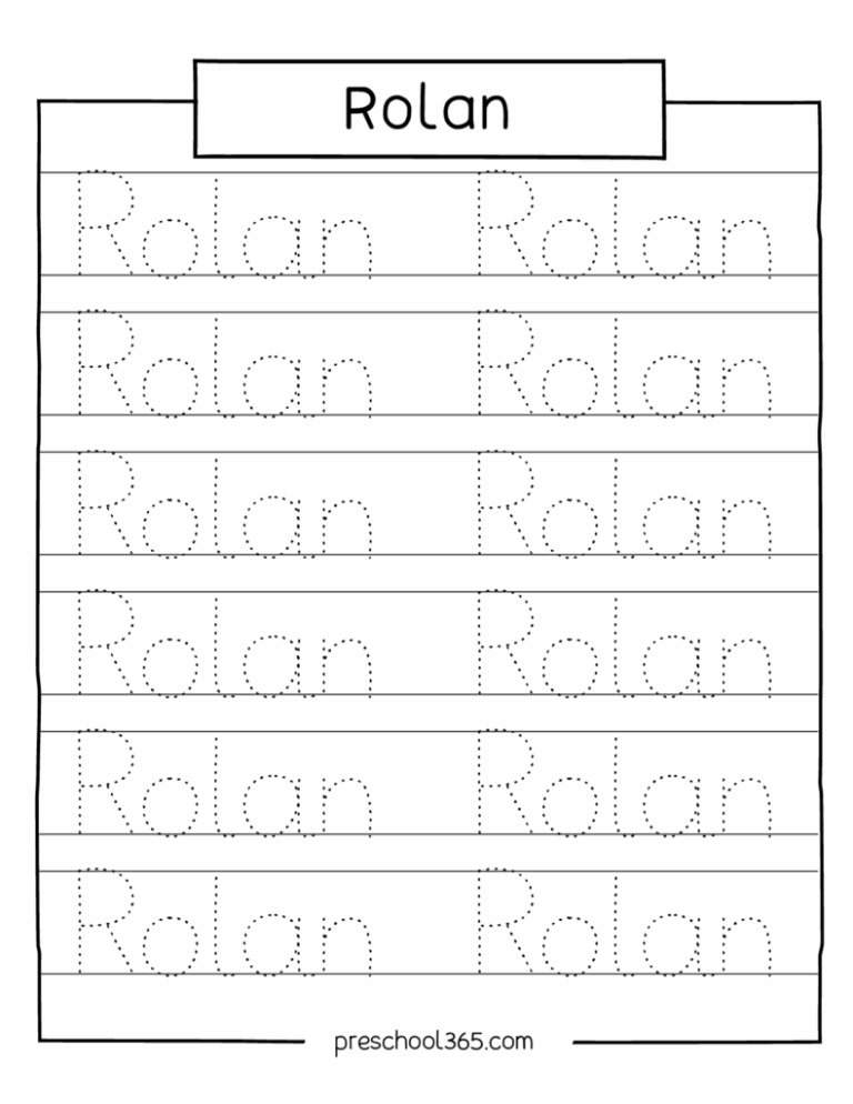 Carson Sadie Levi Rolan Madelyn Name Tracing Sheet