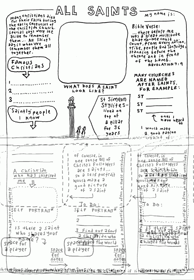 Cartoon Worksheet All Saints CartoonChurch