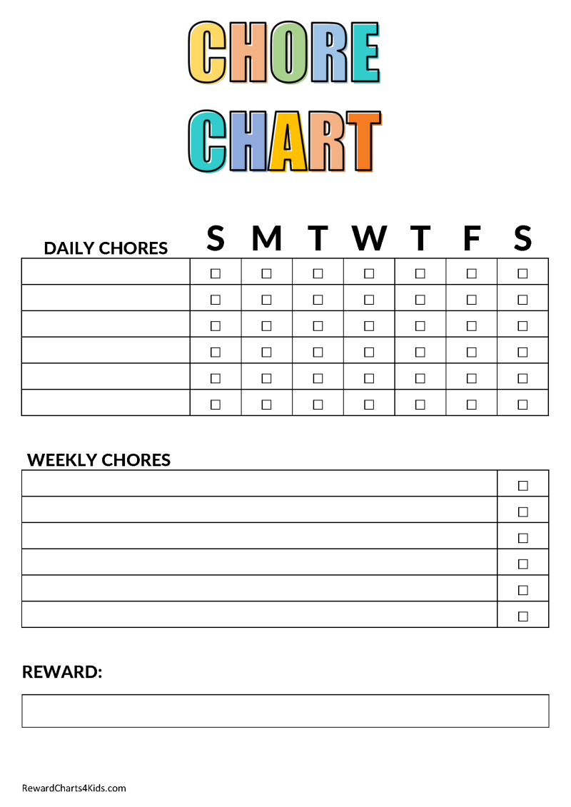 printable chore chart template