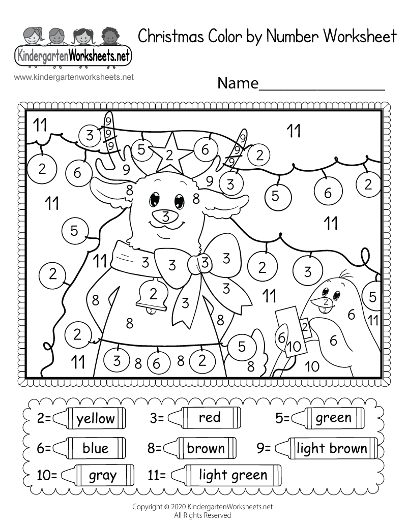 christmas color by number printable