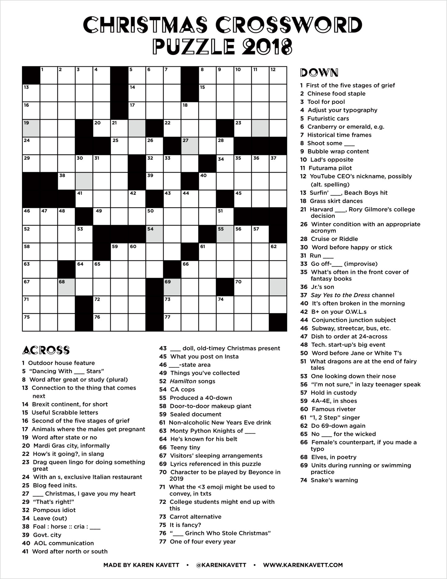 crossword puzzles printable christmas