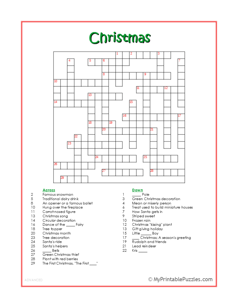 crossword puzzles for 5th graders printable