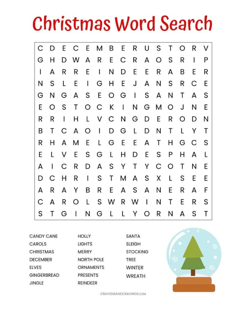 word search puzzles for christmas printable