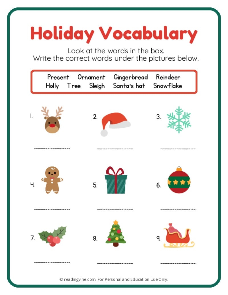 christmas worksheets printables free