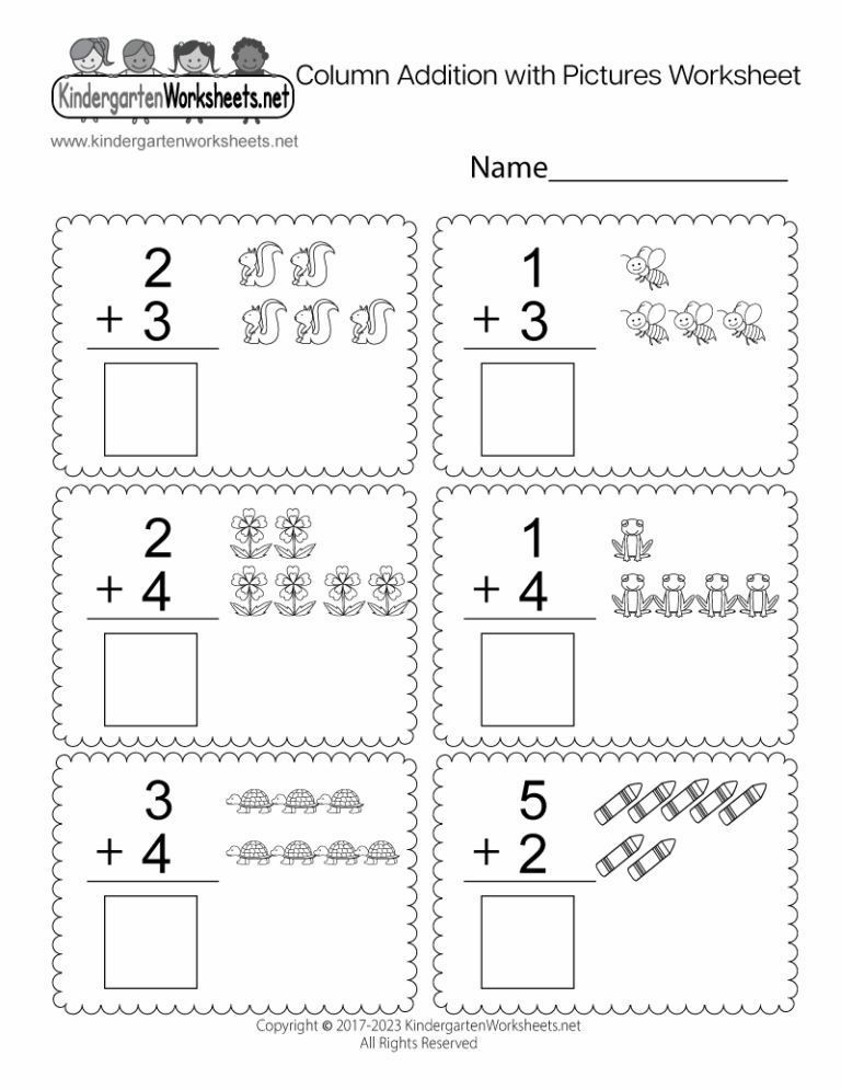 Column Addition With Pictures Worksheet Free Printable Digital PDF