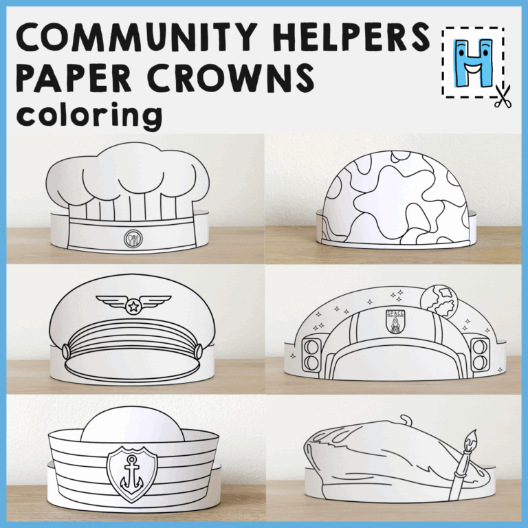Community Helpers Paper Hats Career Day Printable Paper Coloring Craft Activity Made By Teachers