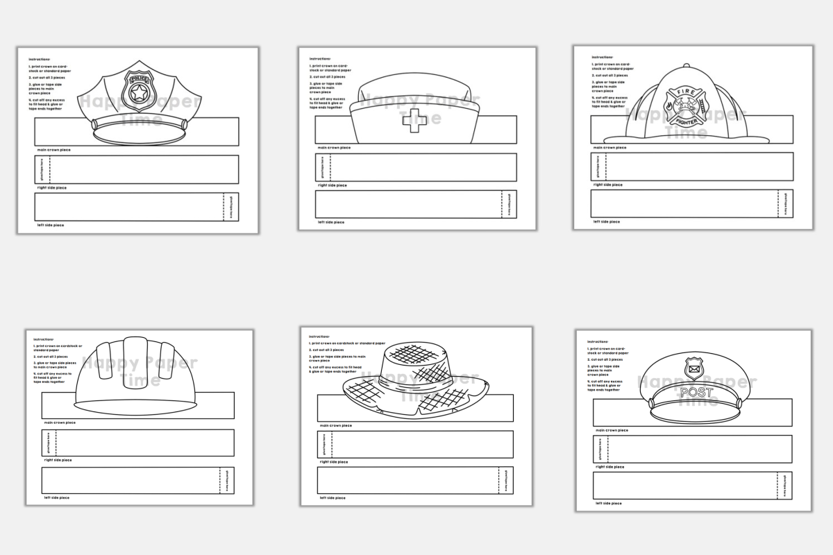 Community Helpers Paper Hats Career Day Printable Paper Coloring Craft Made By Teachers Community Helpers Paper Hats Career Day Printable Paper Coloring Craft Made By Teachers