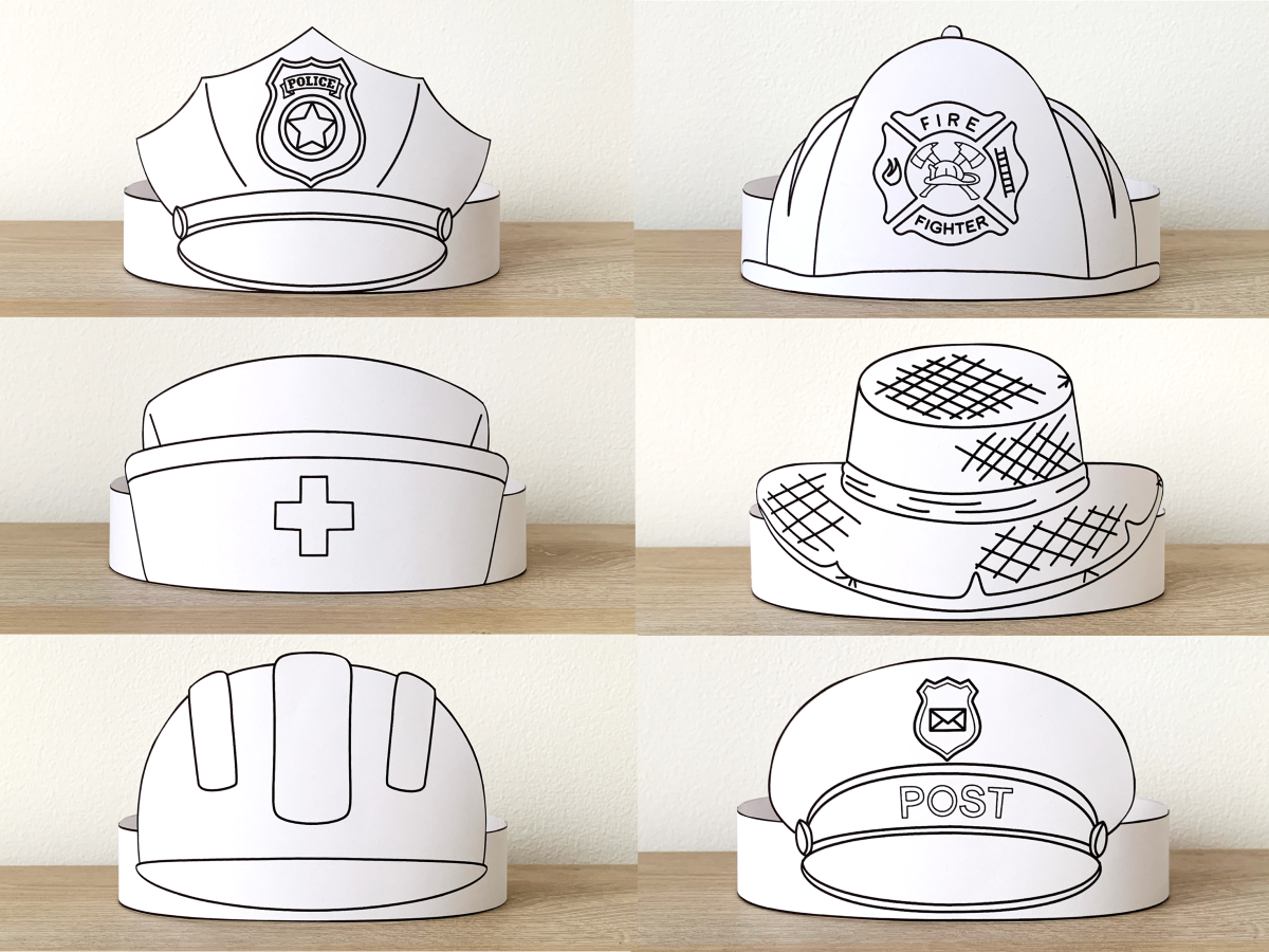 Community Helpers Paper Hats Career Day Printable Paper Coloring Craft Made By Teachers Community Helpers Paper Hats Career Day Printable Paper Coloring Craft Made By Teachers