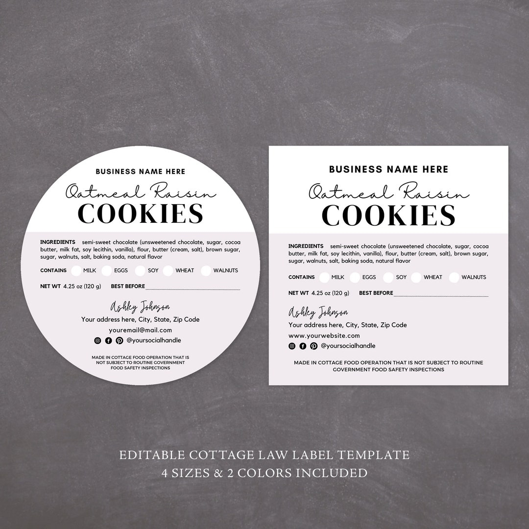 free printable cottage food label template