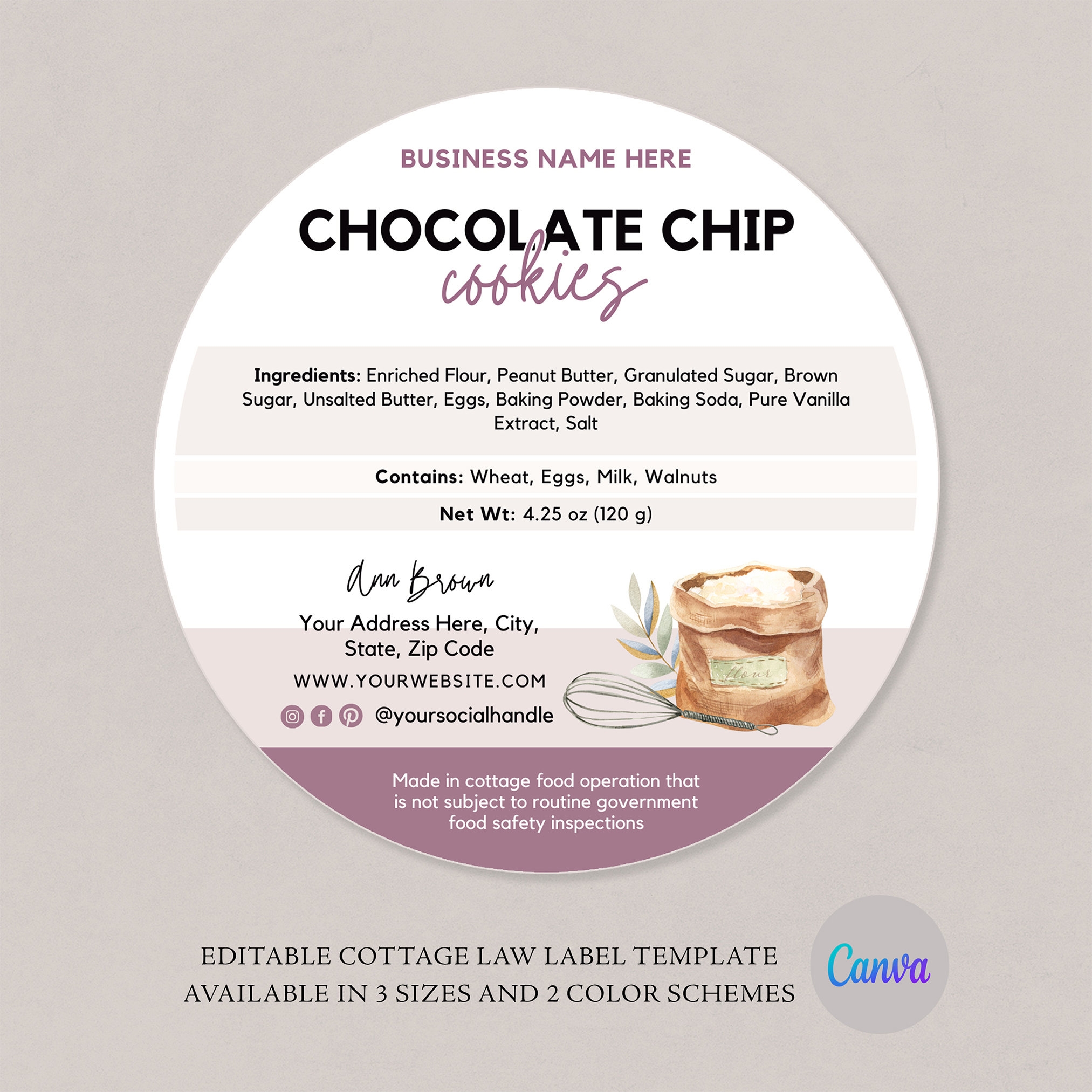 printable cottage food label template