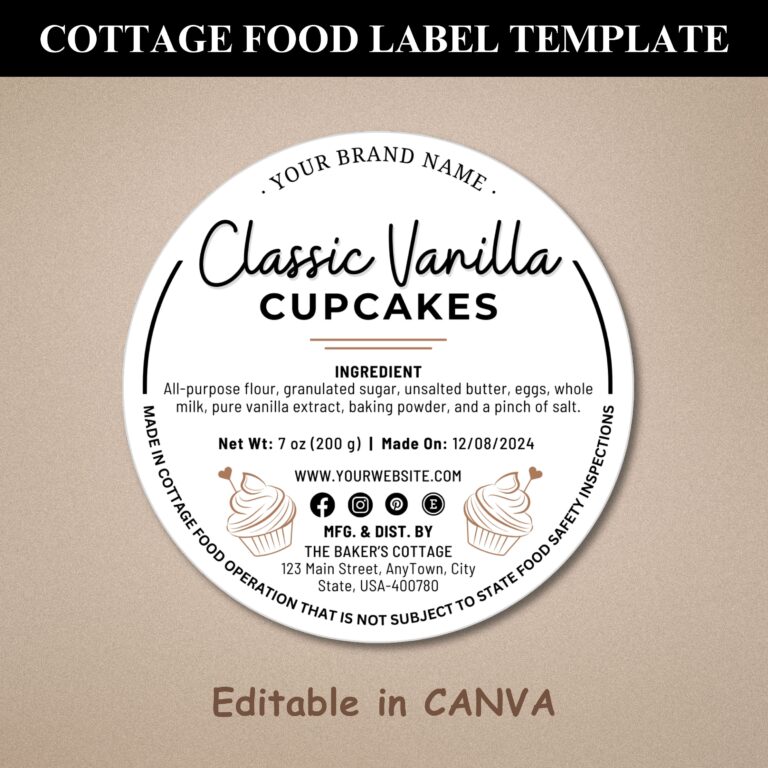 Cottage Food Label Template Home Baked Goods canva Editable Etsy