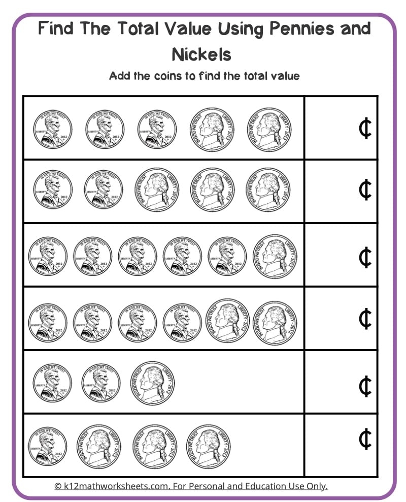 free printable money worksheets