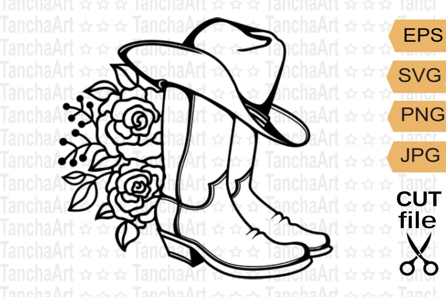 Cowboy Boots SVG Cowgirl Boots Printable File Flowers Decor