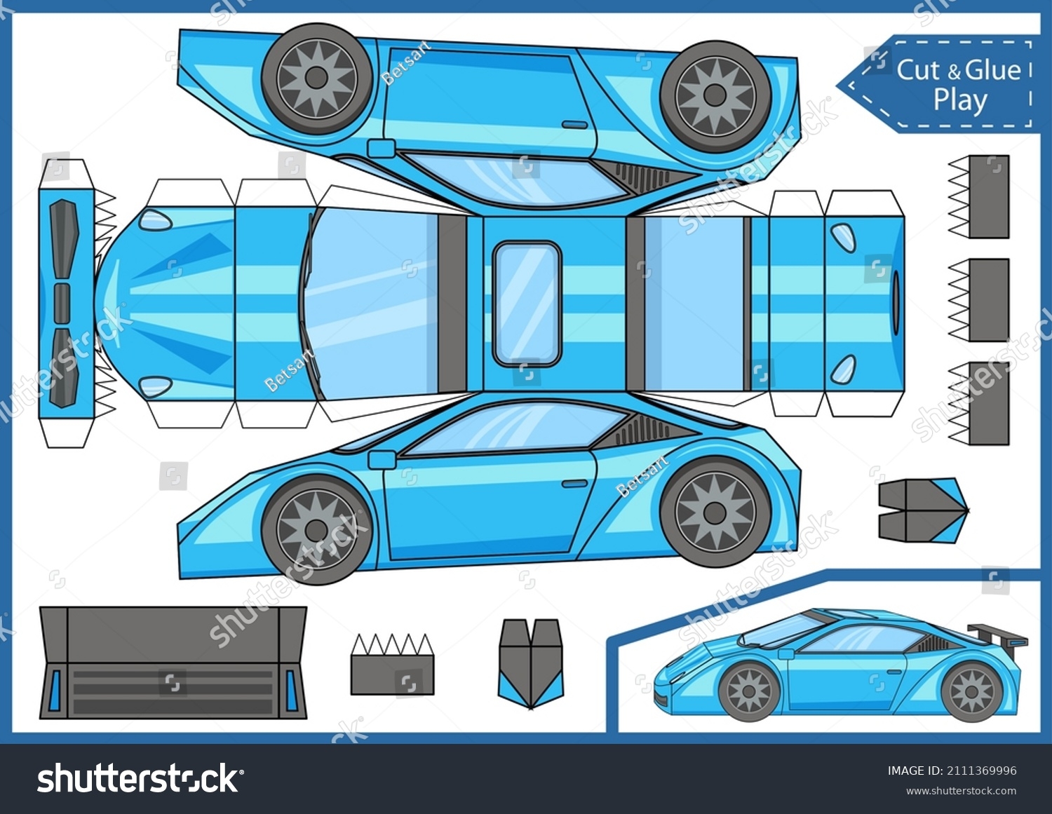 Craft Cut Glue Paper Car Create Stock Vector Royalty Free 2111369996 Shutterstock