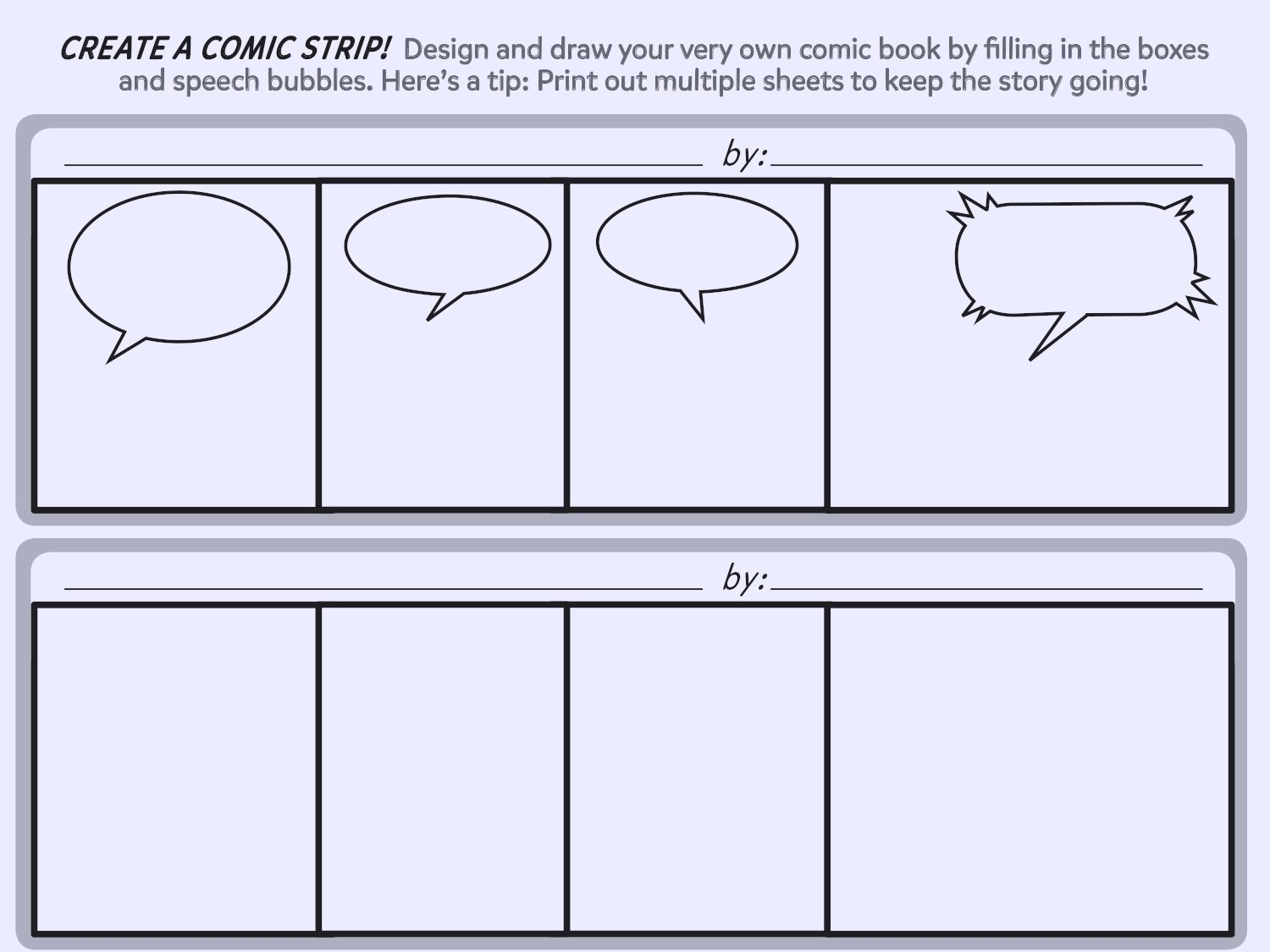 comic strip template printable