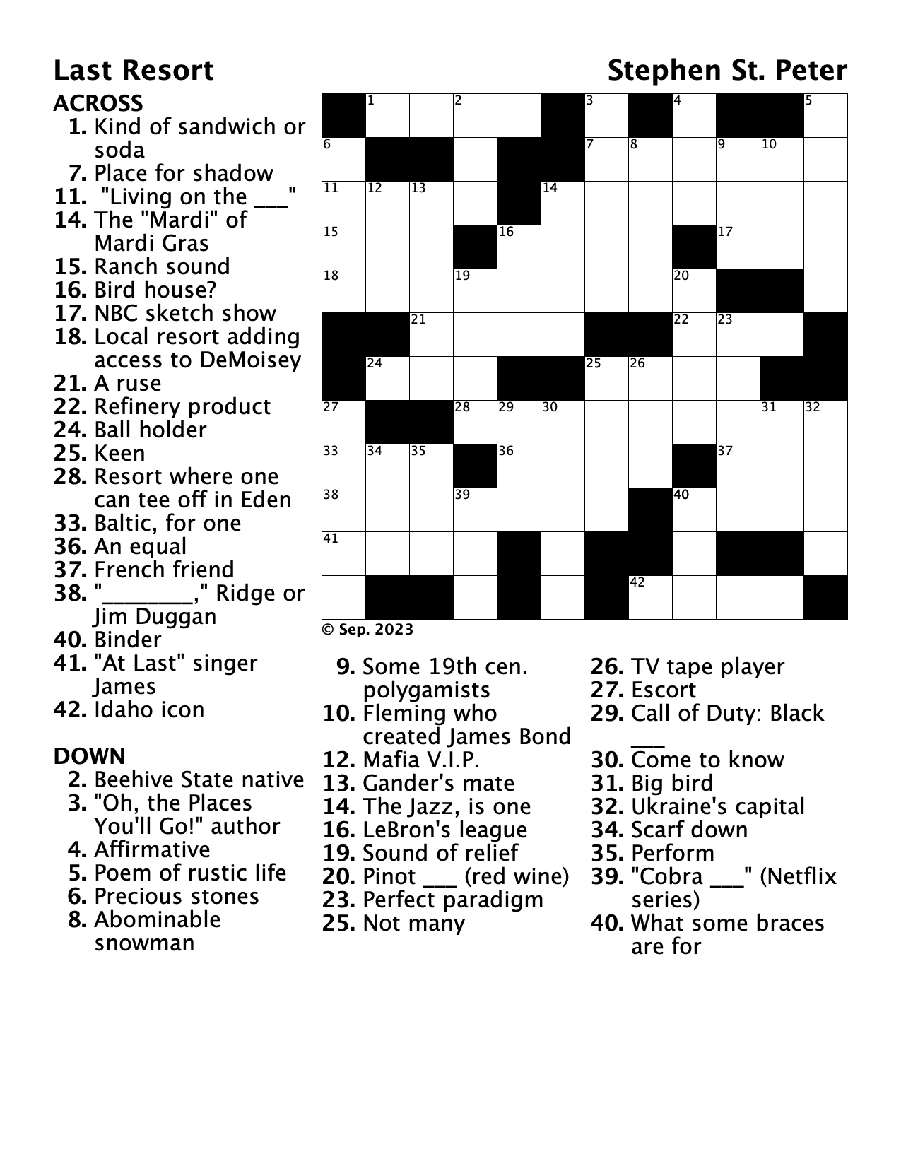 printable cross word puzzles