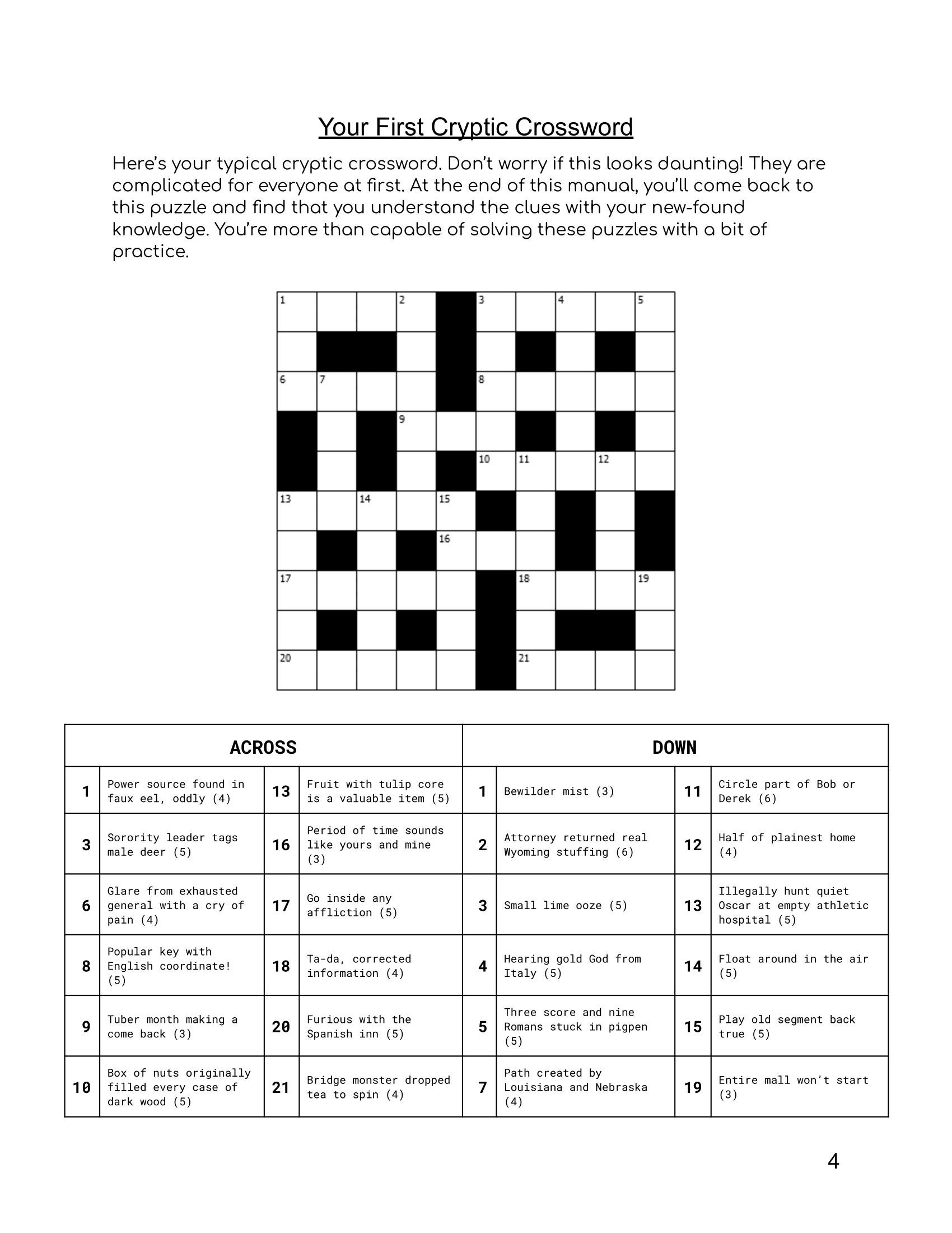 Cryptic Crosswords For Beginners Ebook How To Play Guided Step by step Walkthrough Hidden Word Clues Anagrams Homophones More Etsy