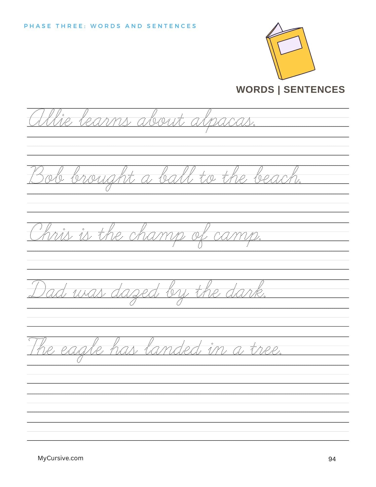 free printable cursive practice worksheets