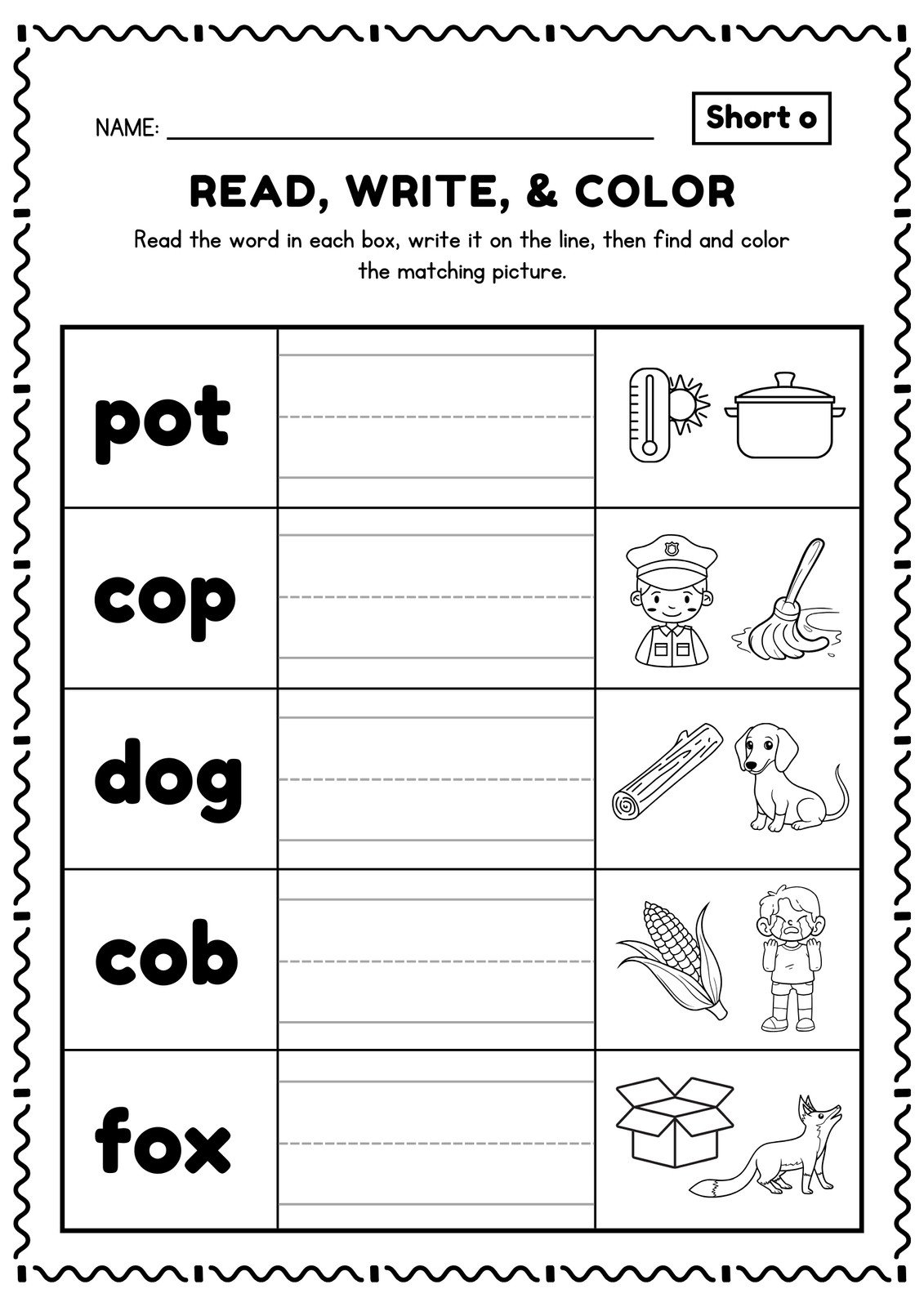 cvc printable worksheets for kindergarten
