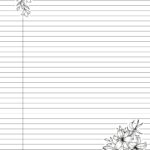Cute Printable College Ruled Lined Notebook Paper With Margins Floral Lily Flower Design Double Sided Black White Easy Download Etsy