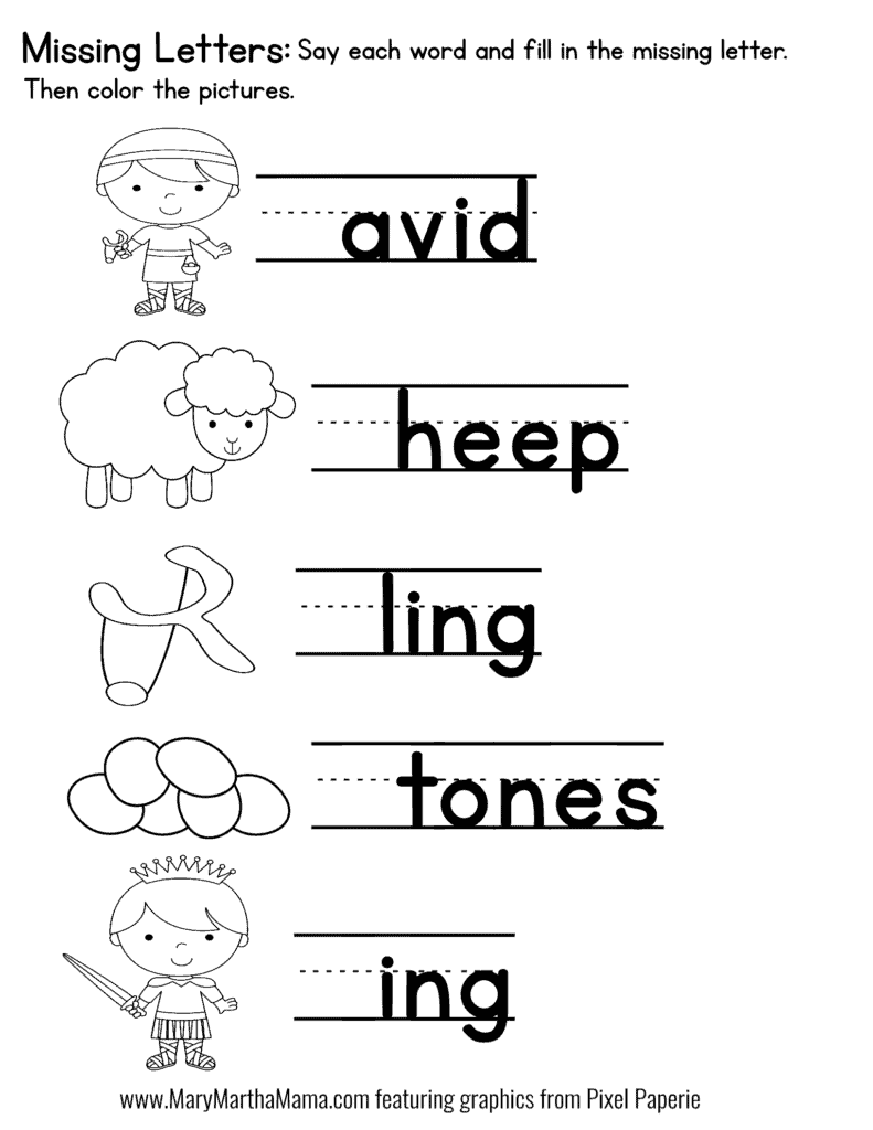 free printable david and goliath worksheets