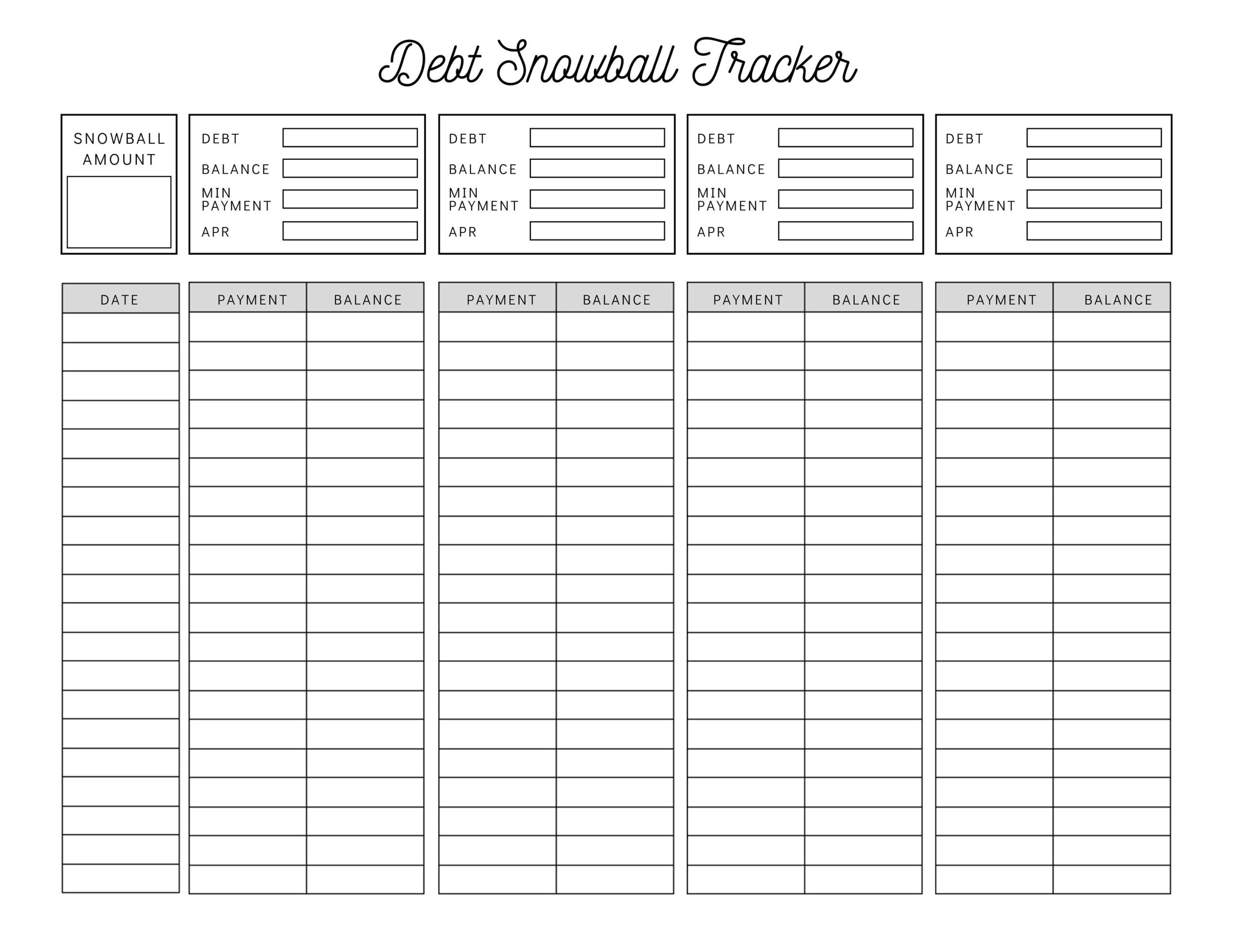 Debt Snowball Tracker Printable Payment Worksheet instant Download Etsy