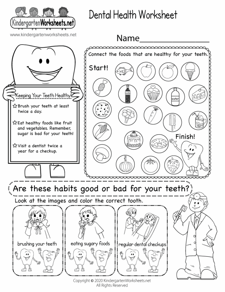 Dental Health Worksheet Free Printable Digital PDF