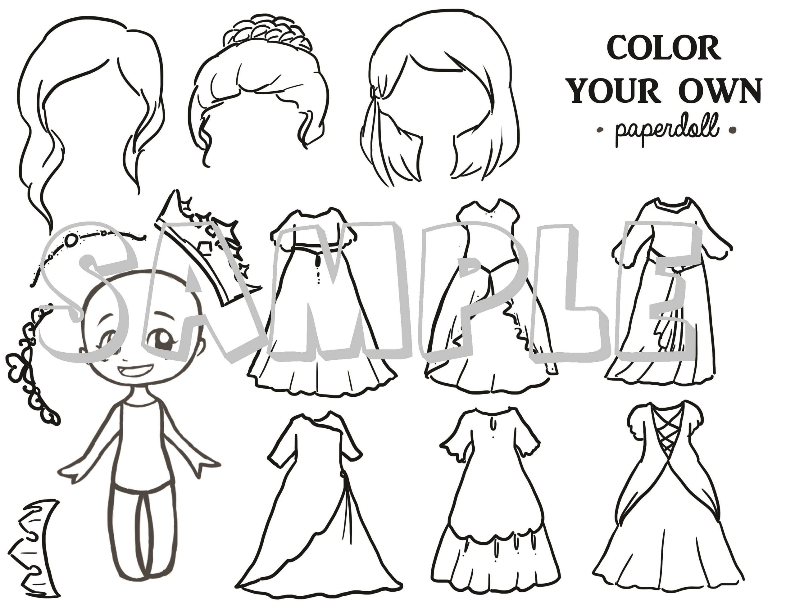 DIGITAL FILE Color Your Own Princess Paper Doll Etsy Hong Kong