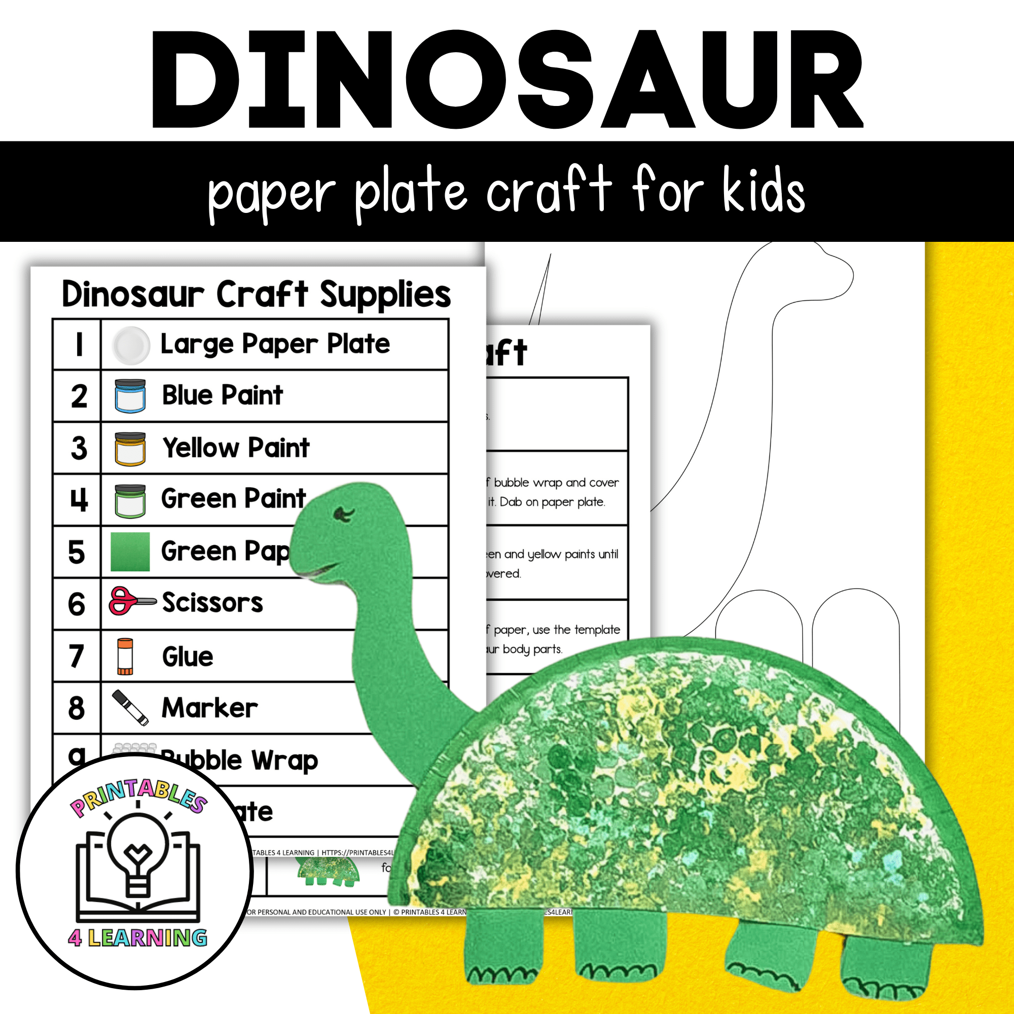 printable dinosaur paper plate craft template