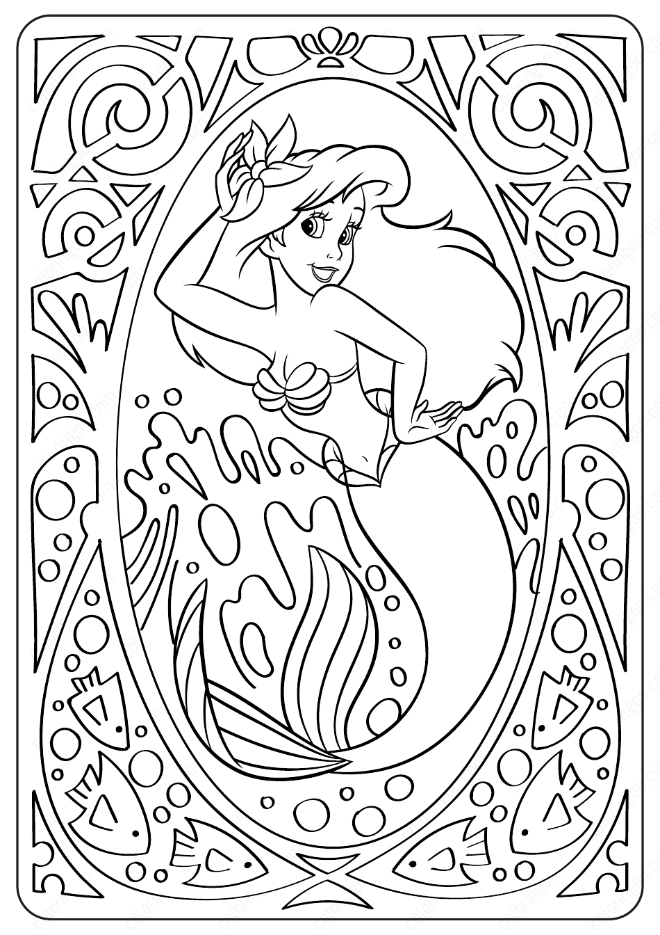 ariel printable coloring pages