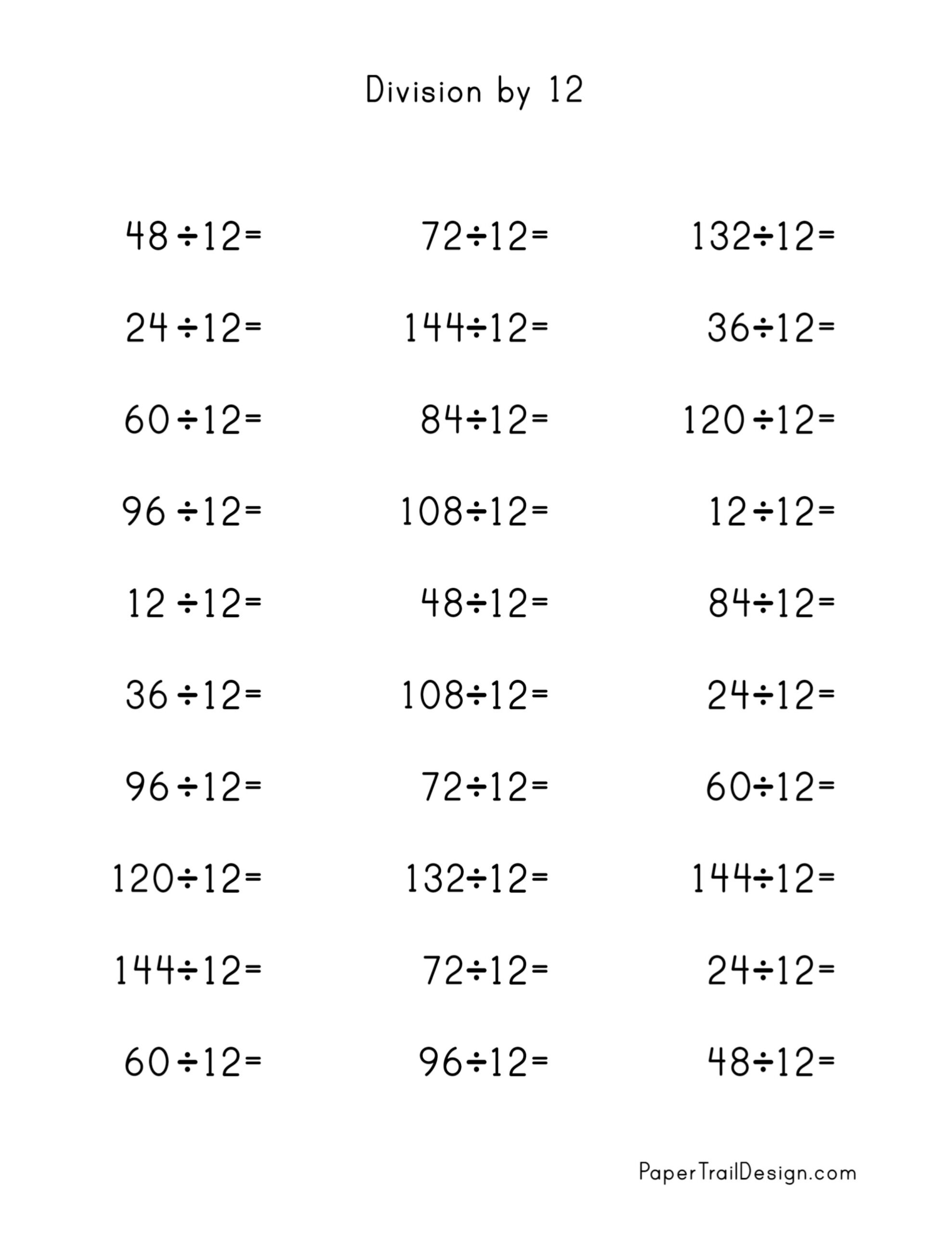 division practice worksheets printable