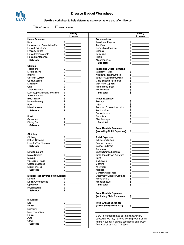 Divorce Worksheet Fill Out Sign Online DocHub