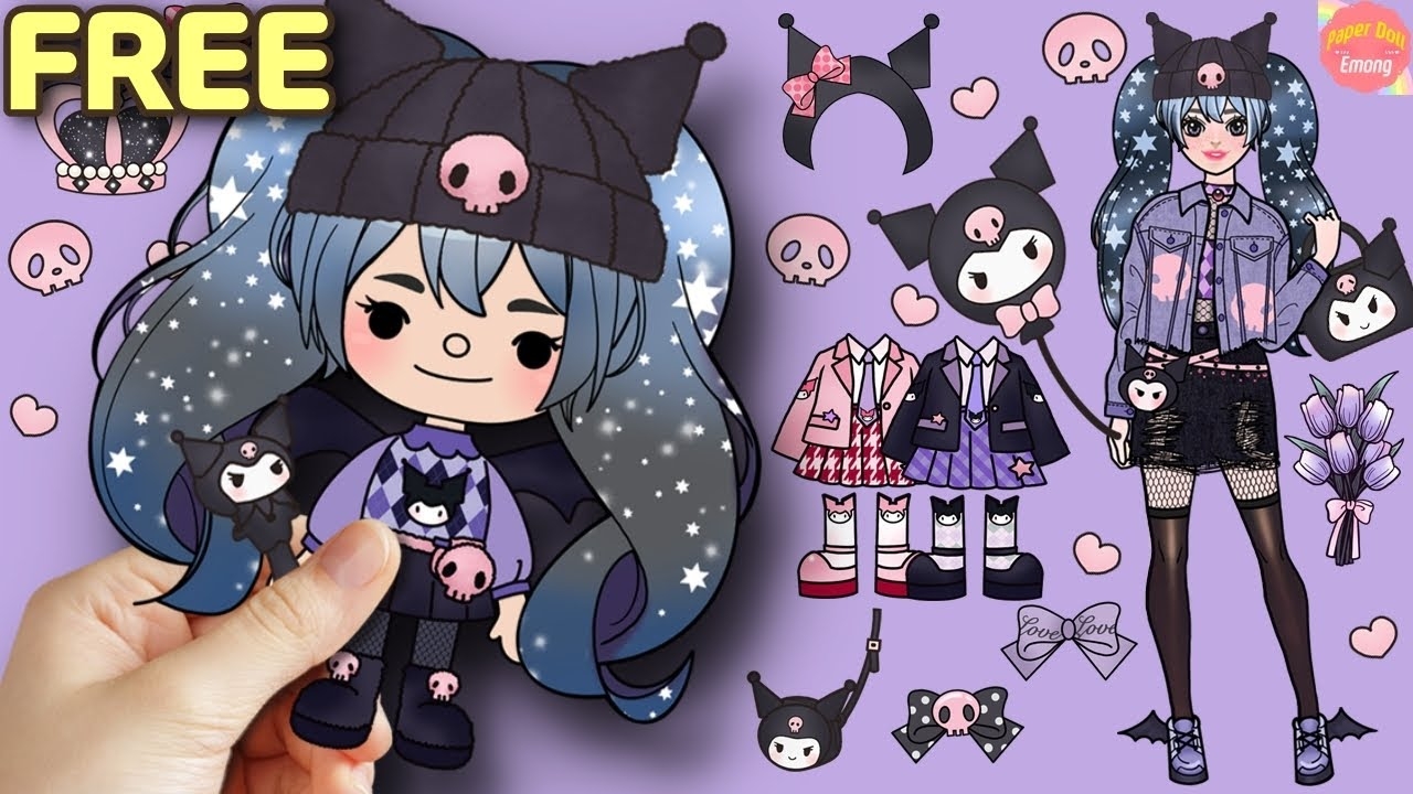 kuromi paper doll printable