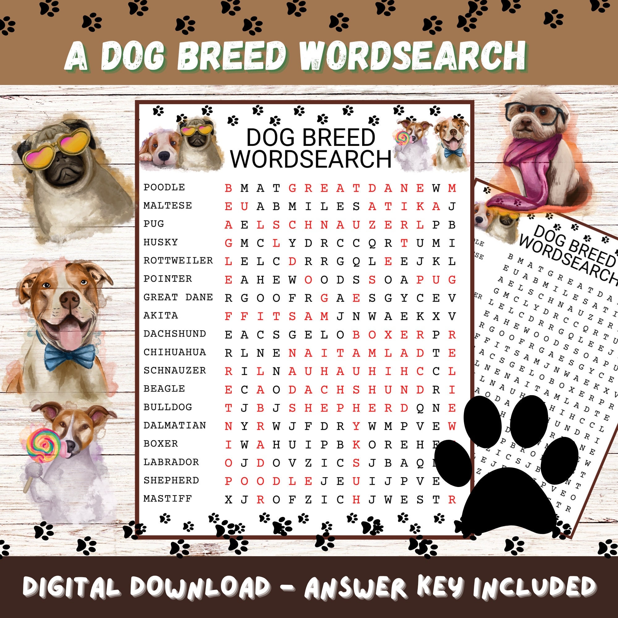dog word search puzzles printable